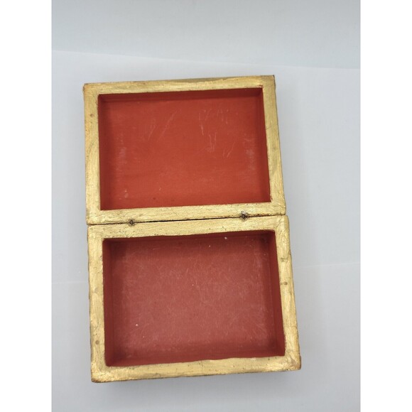 Florentia Jewelry Trinket Box - Italy - Wood Decoupage - Camel Back Top - Picture 6 of 9